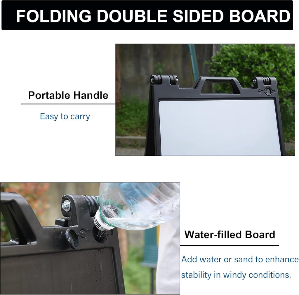 OrangeStar A-Frame Sidewalk Sign 24 x 36 Inch Folding Double Sided Sandwich Board Plastic Outdoor Advertising Signboard for Restaurant, Business, Events, Grey (Frame only)