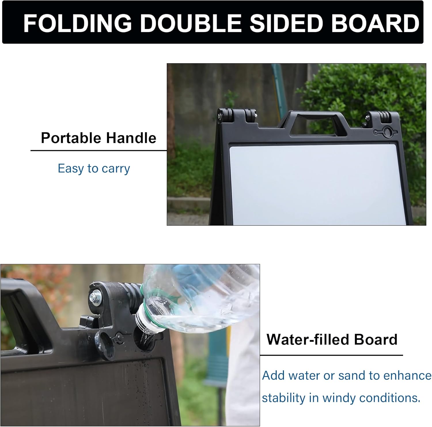 OrangeStar A-Frame Sidewalk Sign 24 x 36 Inch Folding Double Sided Sandwich Board Plastic Outdoor Advertising Signboard for Restaurant, Business, Events, Grey (Frame only)