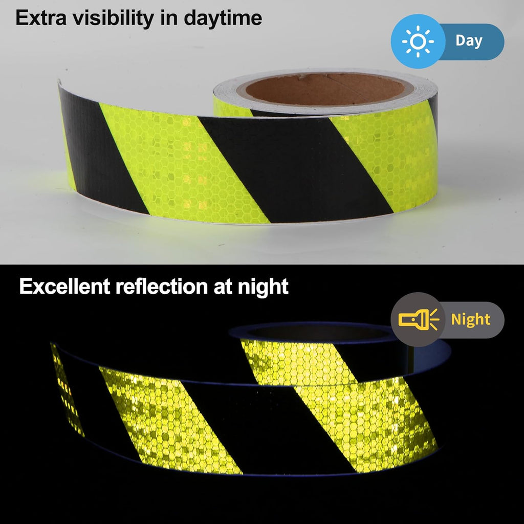 Neon Black Reflective Chevron Tape 2 Inch x 33 FT Waterproof Caution Tape Reflective Stickers for Floor,Step,Cars,Warehouse,exit.