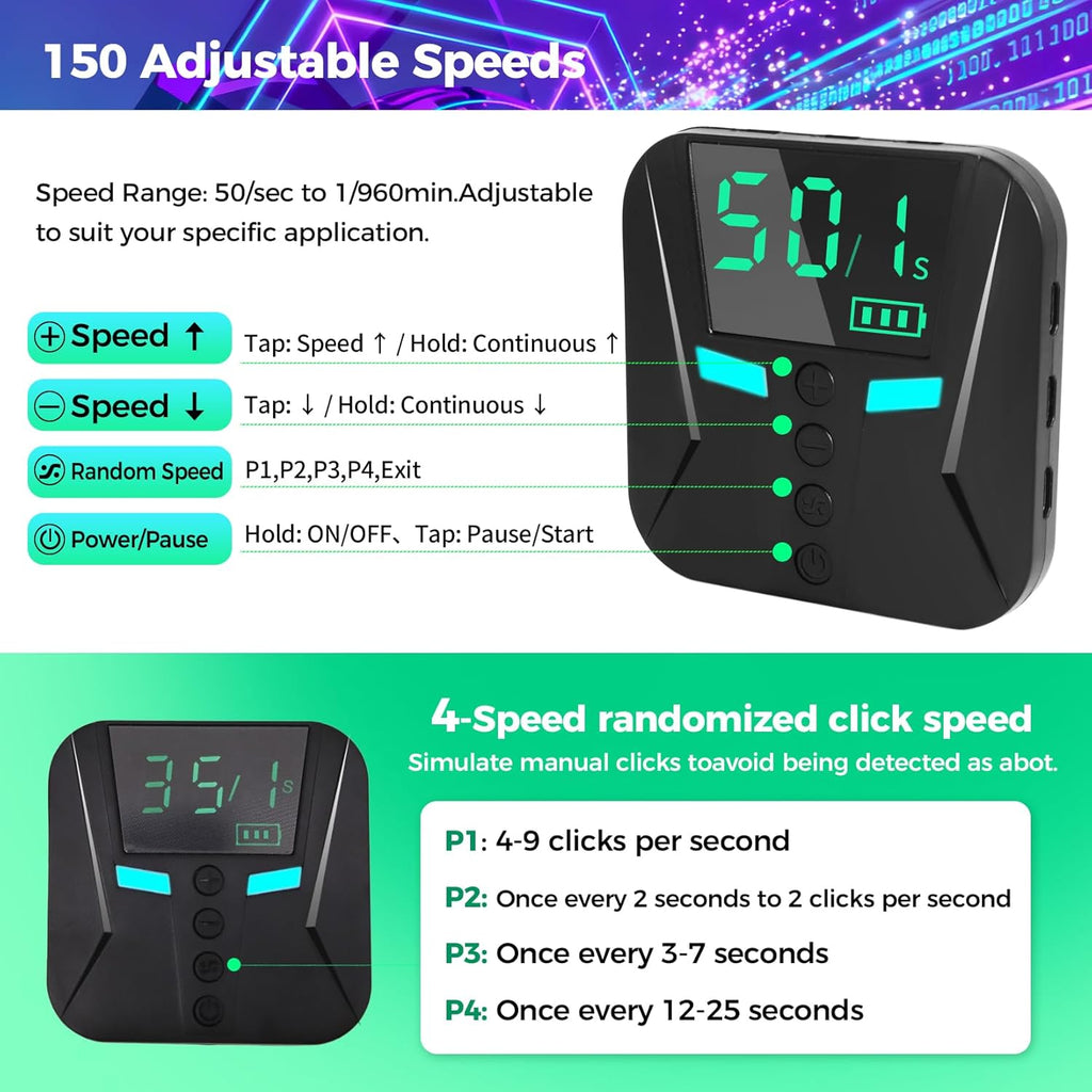 PAWFECTJEE Auto Clicker for iPhone Android, Gaming Screen Tapper with 50 Clicks/Sec, Ultra-Slow Mode, Compatible with iOS iPad, Live Likes & Rewards (Only 2 Click Head)