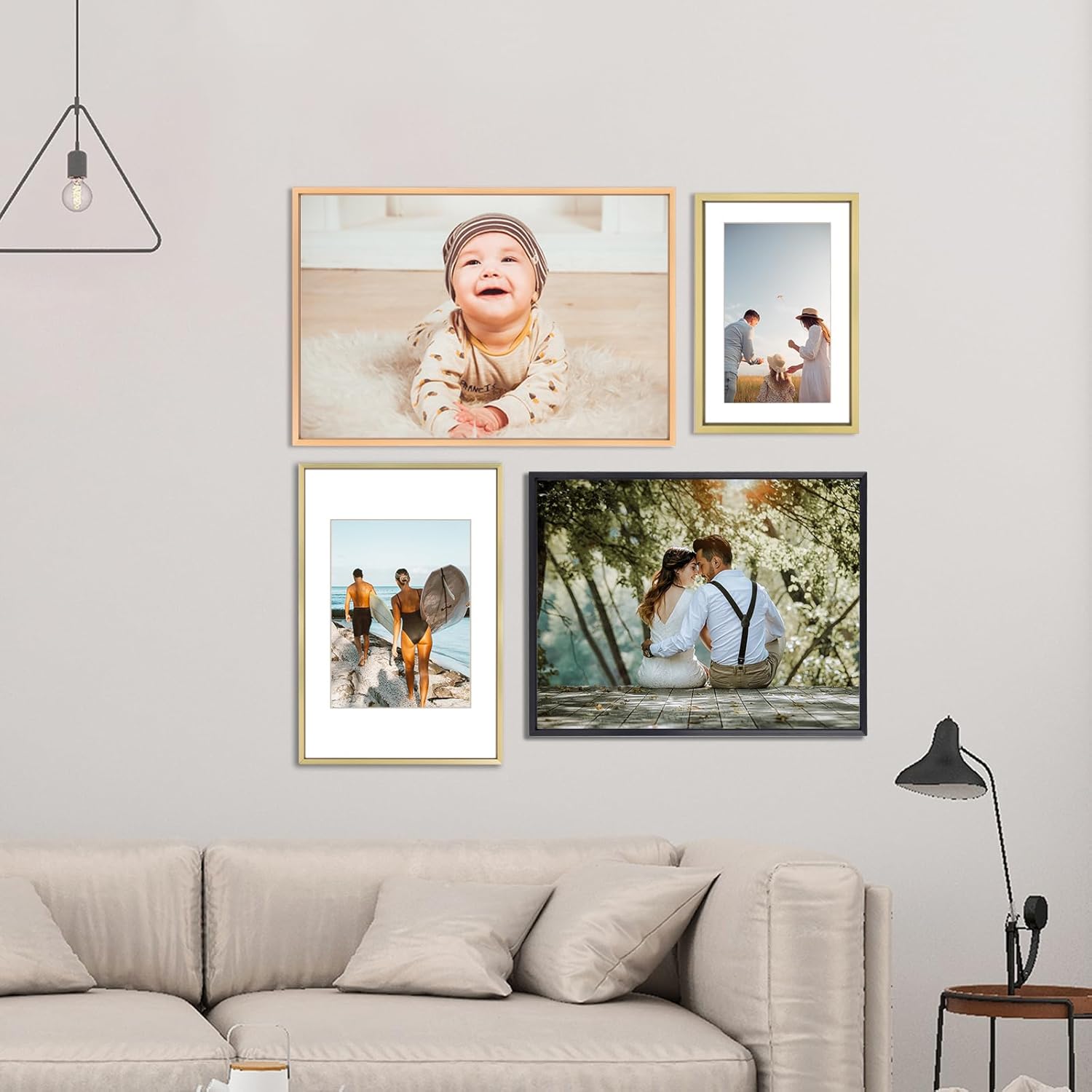 10x14 Picture Frame, Gold Aluminum Metal Photo Frames with HD Glass, Fits 8x10 with Mat or 10 x 14 without Mat, Display for Wall