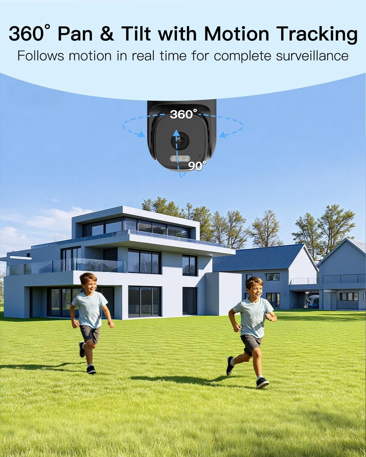 VIMTAG Outdoor Cameras for Home Security, 2.5K Security Camera Outdoor, 360° Pan/Tilt Outside House Surveillance, Motion Tracking, Color Night Vision, 2-Way Audio, 5G/2.4G WiFi, Cloud/SD Card Storage