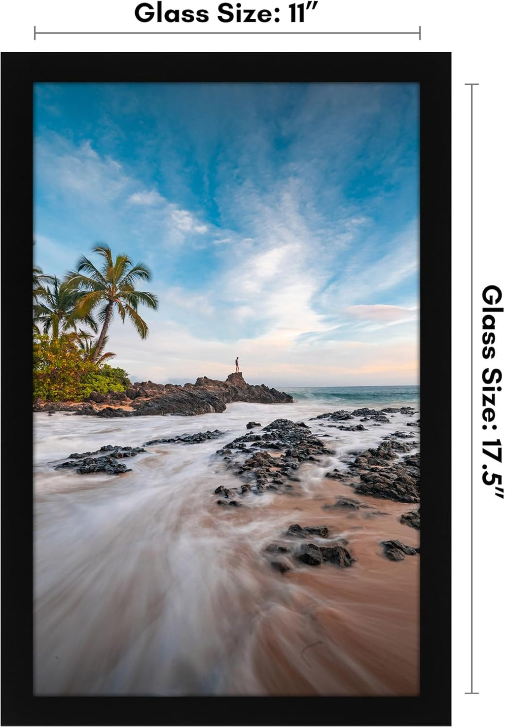 Americanflat 11x17.5 Picture Frame with Shatter-Resistant Glass - Signature Collection - Gallery-Style Frames Made of Engineered Wood - Photo Frame for Wall Display - Black
