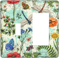 Dragonflies Flowers Butterfly 1 Toggle 1 Rocker Outlet Light Switch Cover Decorative Wall Plate Cover For Home Living Bedroom Kitchen Decorative