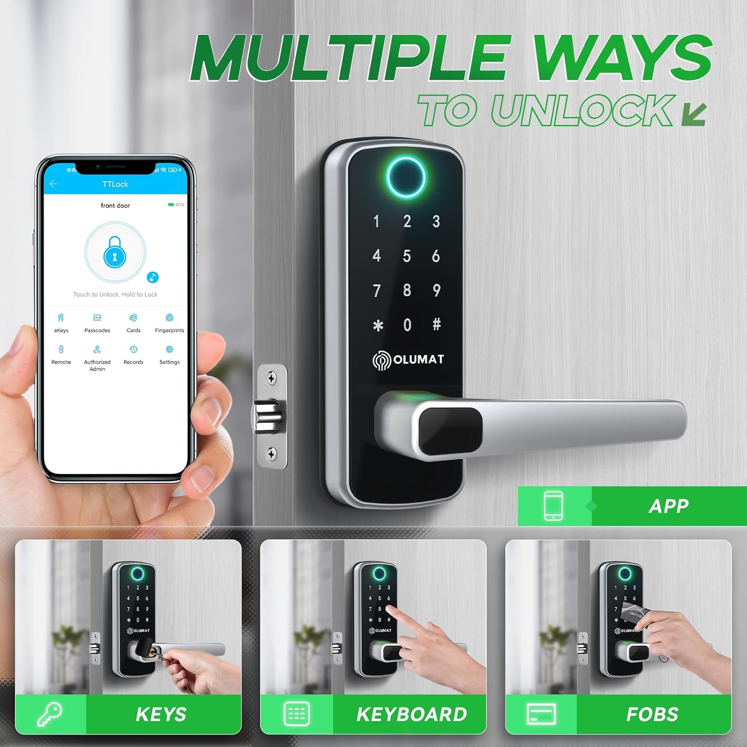 Smart Lock with Door Sensor - Fingerprint, Code, Keyless Entry - Easy Installation, 30-Day Satisfaction Guarantee