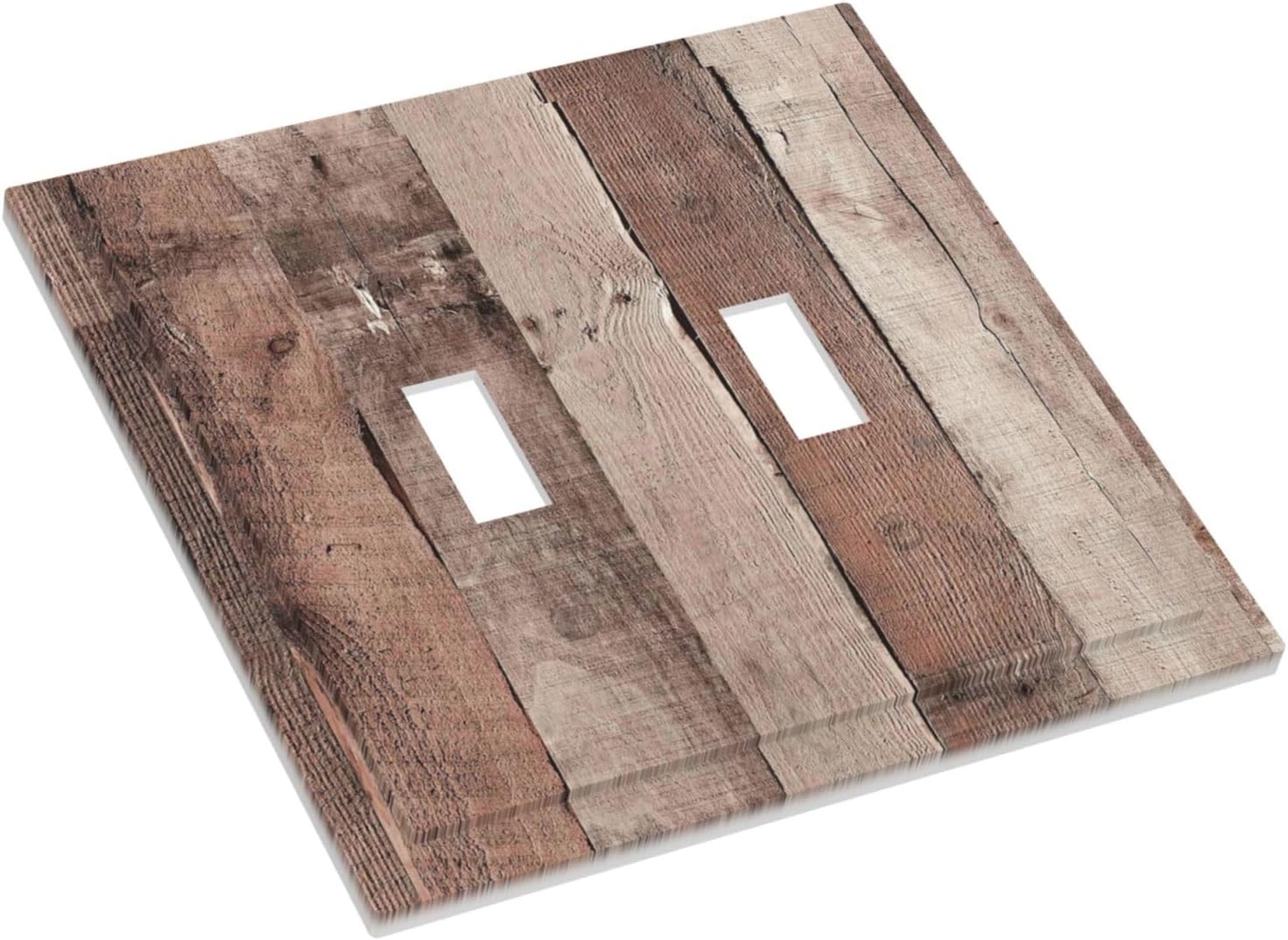 Decorative Switch Plates Retro Wood Brown Farmhouse Barn Wooden 2 Gang Double Toggle Outlet Light Switch Cover Wall Plate Electrical Faceplate for Farmhouse Cabin Decor