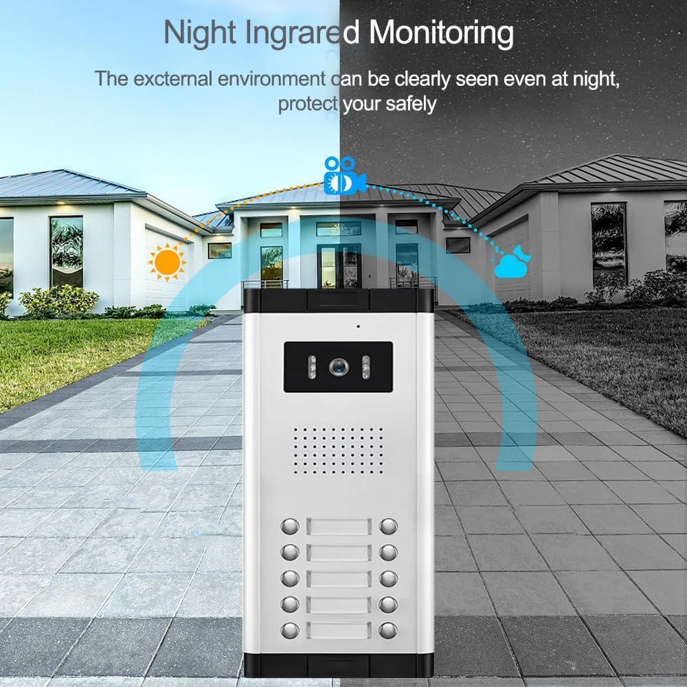 ANJIELO SMART Wired Video Intercom System,7 Inch Ring Video Doorbell with IR Night Vision,HD Camera Kits,IR Outdoor Camera,Dual-Way Intercom for Villa Home Office Apartment (1 Bell +2 Monitor)