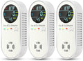 4-in-1 Combination Carbon Monoxide Detectors & Natural Gas Leak Detector - Carbon Monoxide Detectors Plug in - Dual Sensor Gas & Co Detector - Temperature & Humidity Detectors for Home & RV (3 Packs)