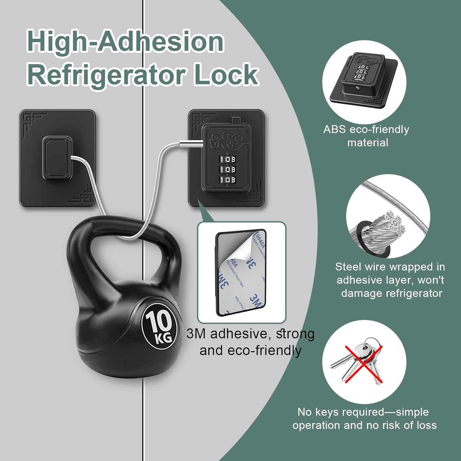 2-Pack Password Refrigerator Lock, Combination Child Proof Safety Lock，Baby Proofing fridge lock，Door Latches for Fridge Cabinet Drawer Closet, Freezer Lock No Keys Needed (Black)