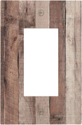 Decorative Outlet Covers Retro Wood Brown Farmhouse Barn Wooden 1 Gang Single Rocker Light Switch Cover Plate Wall Plates GFCI Faceplate for Farmhouse Cabin Decor