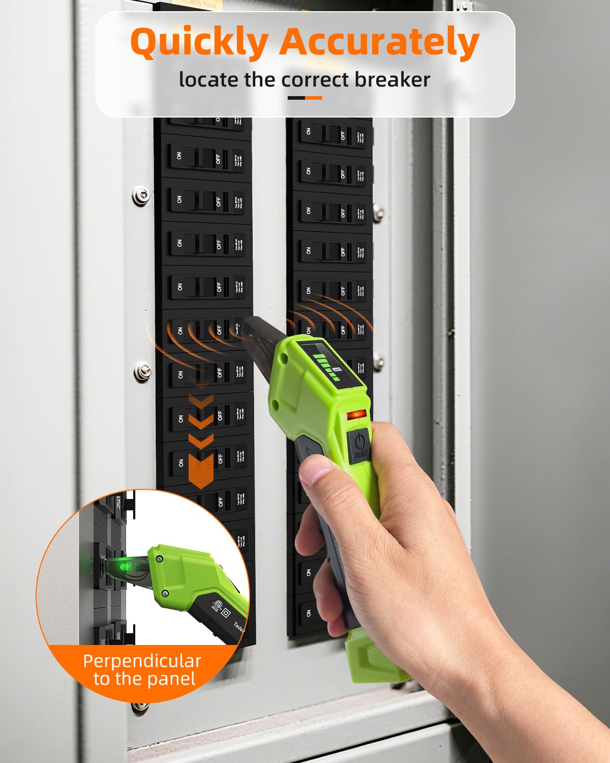 Tadeto Circuit Breaker Finder Tool with Outlet Tester, Quickly GFCI, Voltage, Electric Tester with Dual LCD Display, Light Socket and 3-2 Prong Grounding Adapter, Alligator Clip Adapter