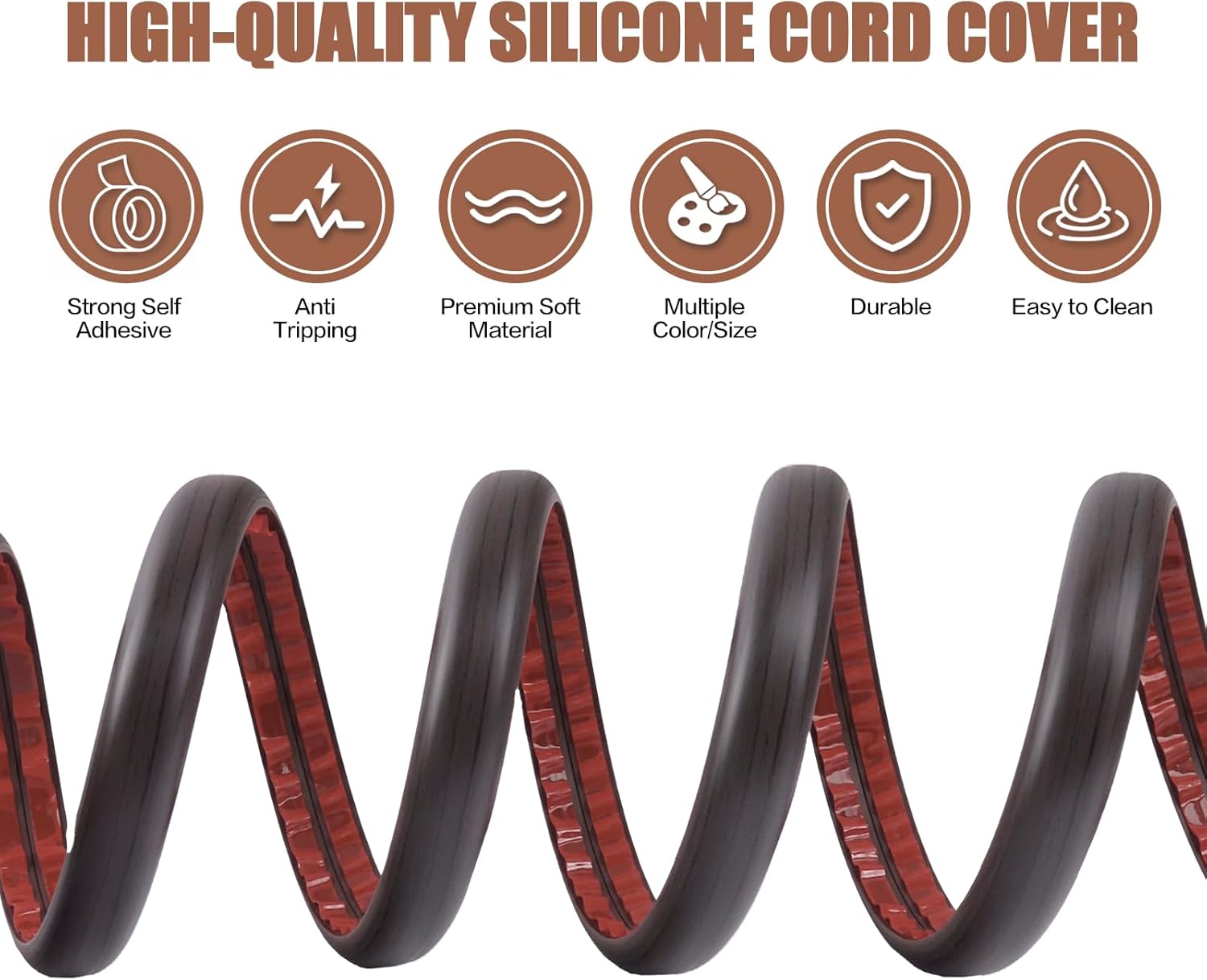 Floor Cord Cover Self Adhesive Cord Hider,10FT Cable Management, Extension Strip Protector for Wires, Prevent Cable Trips for Offices, Gyms, Exhibitions Cavity:0.51"(W) x 0.3"(H) Black Wood