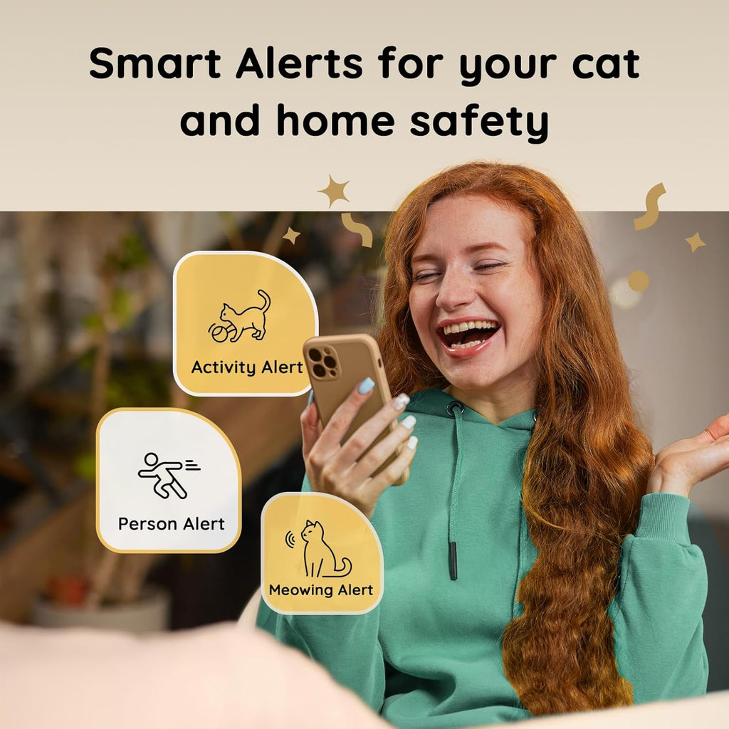 Pet Camera Treat Dispenser [1-Year Trial: Cloud + AI Features Included], 2K Dog & Cat Cam, Remote Treat Tossing, 360° Auto Tracking, 5G/2.4G WiFi Compatible, 2-Way Talk, Motion Alerts Indoor
