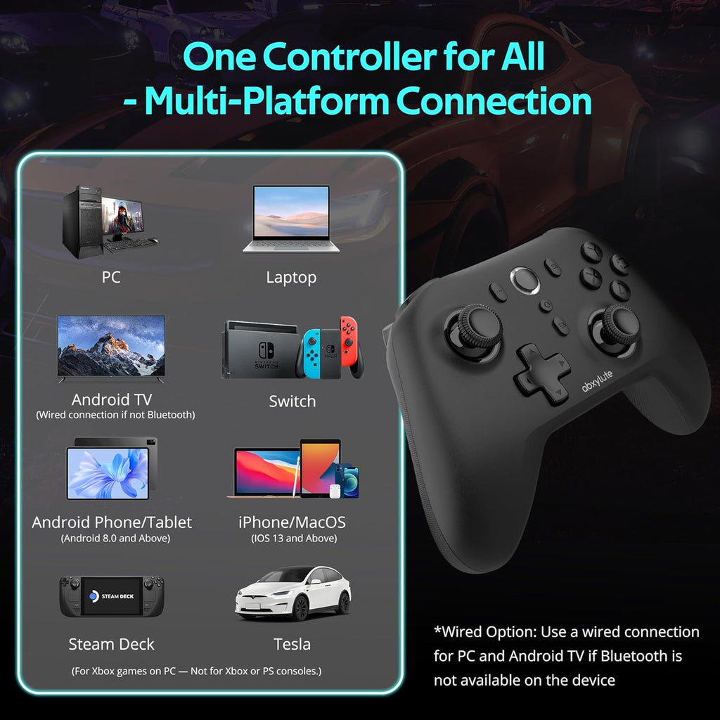C6 Wireless PC Controller, Bluetooth Game Controller- 1000Hz Polling Rate- Hall Effect Joystick for Windows PC, Nintendo Switch, Switch 2, Steam Deck, Android TV/Mobile, iOS, MAC &Tesla Vibration Turbo
