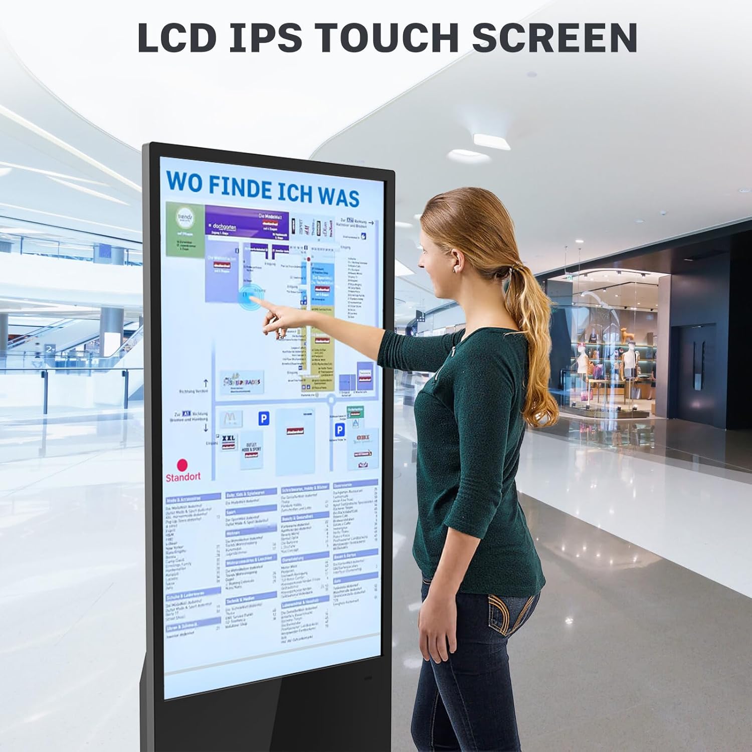HLEC 55'' Indoor Floor-Standing Digital Signage Interactive Display, 4K Touchscreen Advertising Display LCD Kiosk, Commercial Android Smart System, CMS Software, HDMI/USB Input＆Out/WiFi(4+64G)