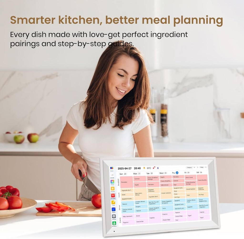 15.6 inch Wall Planner Digital Calendar & Chore Chart, Smart Tablet Touchscreen Interactive Display for Family Schedules, Great for Organizing Your Tasks