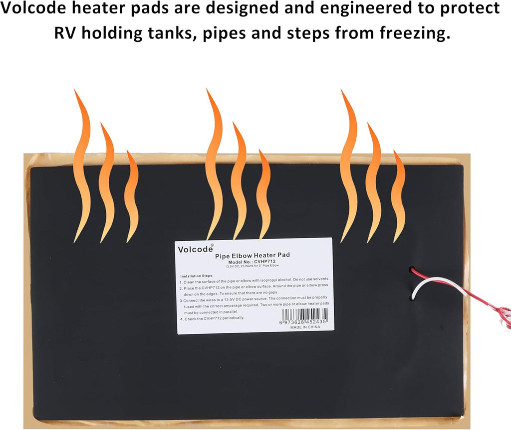 7" x 12" RV Pipe Heater Pad, Work for 3" Pipe - 2 Pack, Heating Pad for RV, Camper, Travel Trailer and Motorhome Water Tank System, DC 13.5Volts