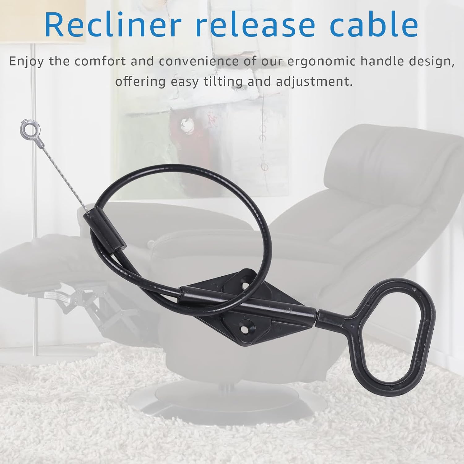 Recliner D Ring Handle Replacement for Recliner Adjustment and Maintenance Lazy Boy, Lazy boy Handle Cable, Release Cable Couch, with 3-inch Exposed Steel Wire O-end 2 Pack
