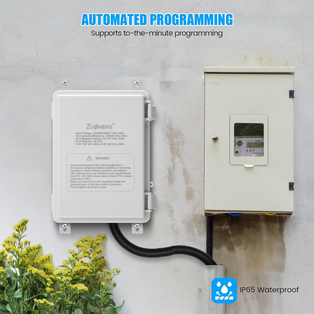 2-Circuit 30Amp Astronomic Electronic Time Switch, Automated Weekly Scheduling, to-The-Minute Programming, Built-in Rechargeable Lithium Battery, IP65 Waterproof, Supports 120-277 VAC