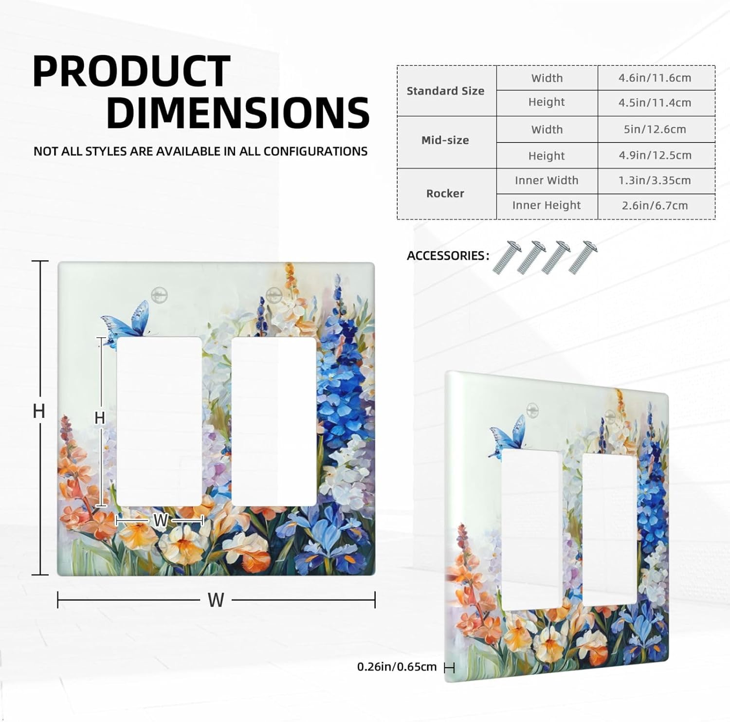Decorative Outlet Covers Rustic Colorful Floral Garden Flowers 2 Gang Light Switch Cover Plate Double Rocker Wall Plate Switch Plate Covers Faceplate for Country Bedroom Home Decor