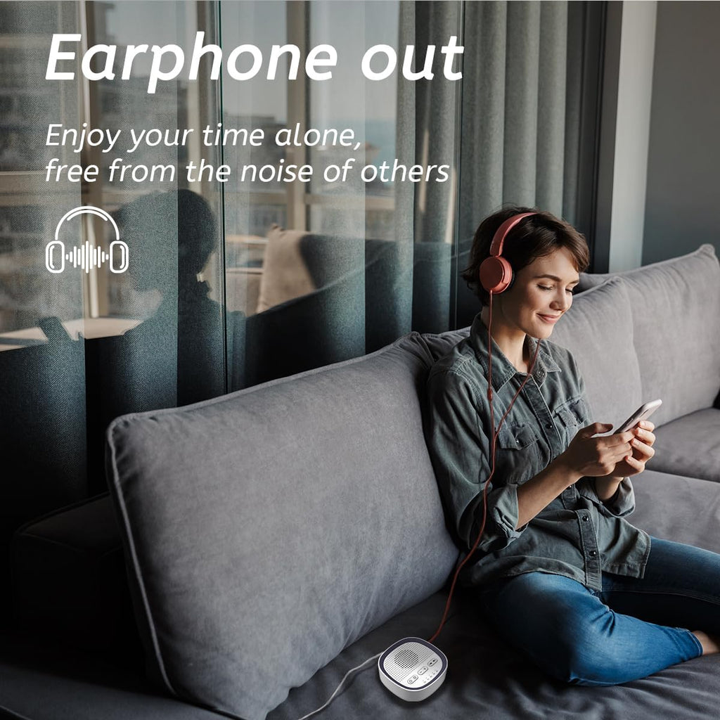Sleep White Noise Sound Machines with 30 Soothing Sounds 3.5 mm Headphone Jack 5 Timer Settings 32 Precise Volume Memory Function Compact Design Ideal Gift