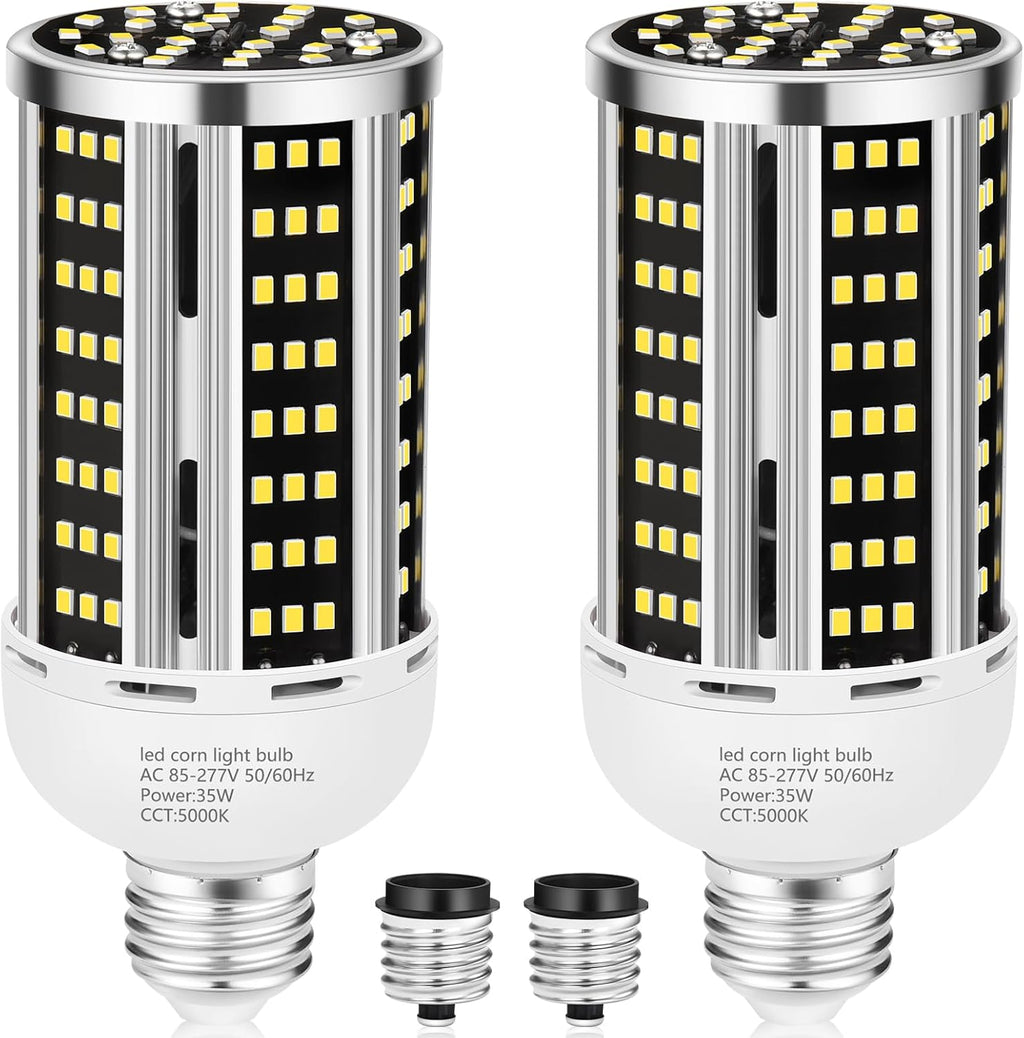 35W LED Corn Light Bulb 2 pack,(300W Equivalent )Commercial Grade Daylight 5000K E26/E39 5000LM Medium Mogul Base LED Lamp,Large Area Lights For Outdoor Indoor Garage Warehouse Factory Bay Light