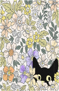 Decorative Light Switch Plate Covers Cute Black Cat in a Flower Patch Botanical Garden 1 Gang No Device Single Blank Outlet Covers Wall Plate Light Switch Covers for Bedroom Home Decor