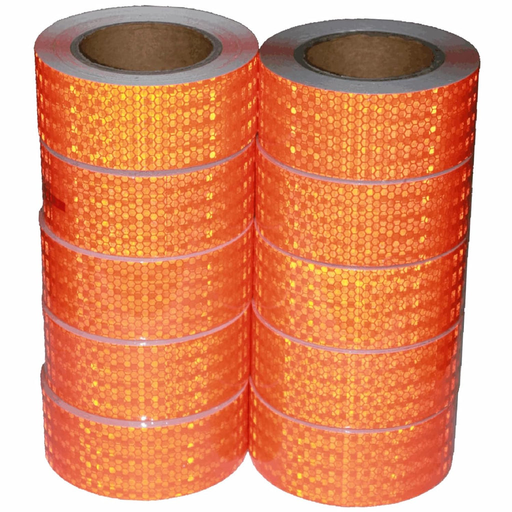 Orange Reflective Tape Outdoor Waterproof 2 inch Wide, High Visibility Industrial Marking Tape, Safety Adhesive Stickers (68 feet,10 Rolls)