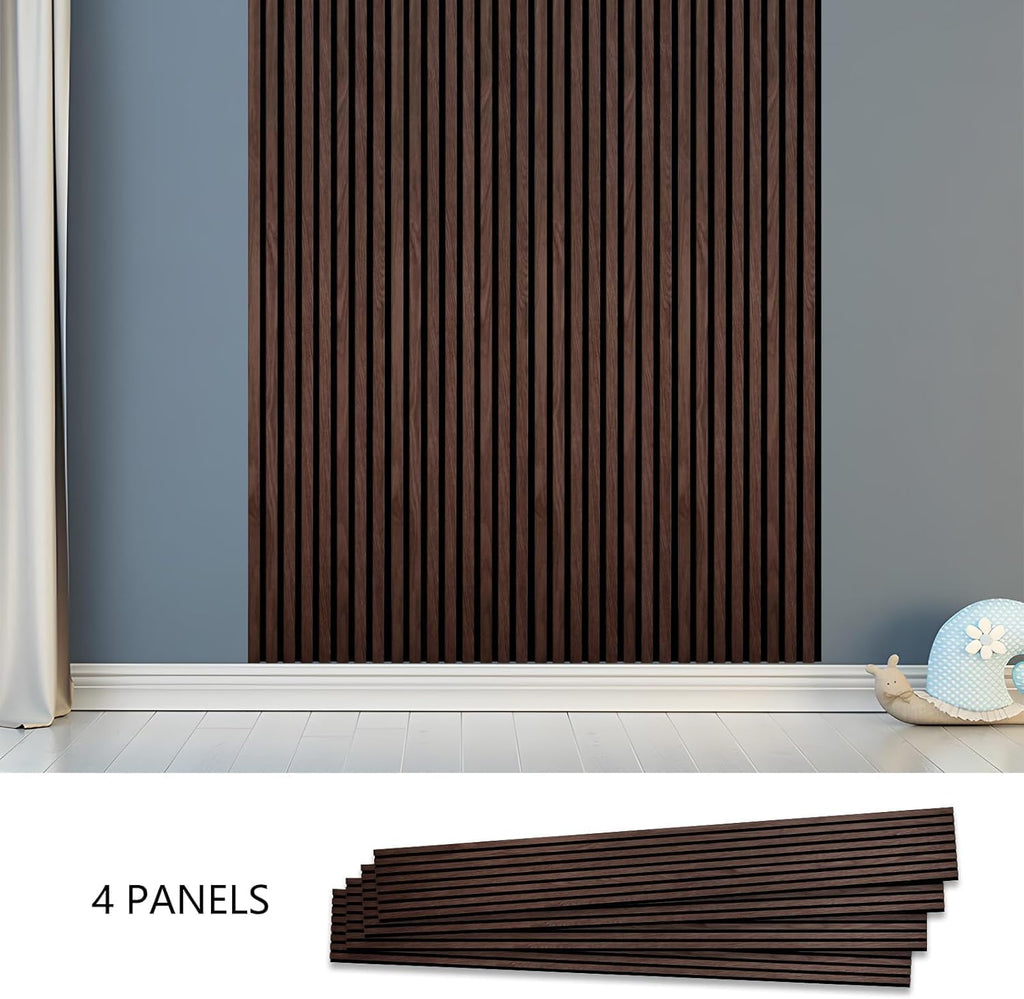 Wood Panels for Wall - Oak Acoustic Wall Panels - 4PK Wall Wood Panels - 94.49” x 12 - Soundproof Wall Panels for Decor - Acoustic Slat Wood Wall Panels for Interior Decoration of Walls (Oak) (Walnut)