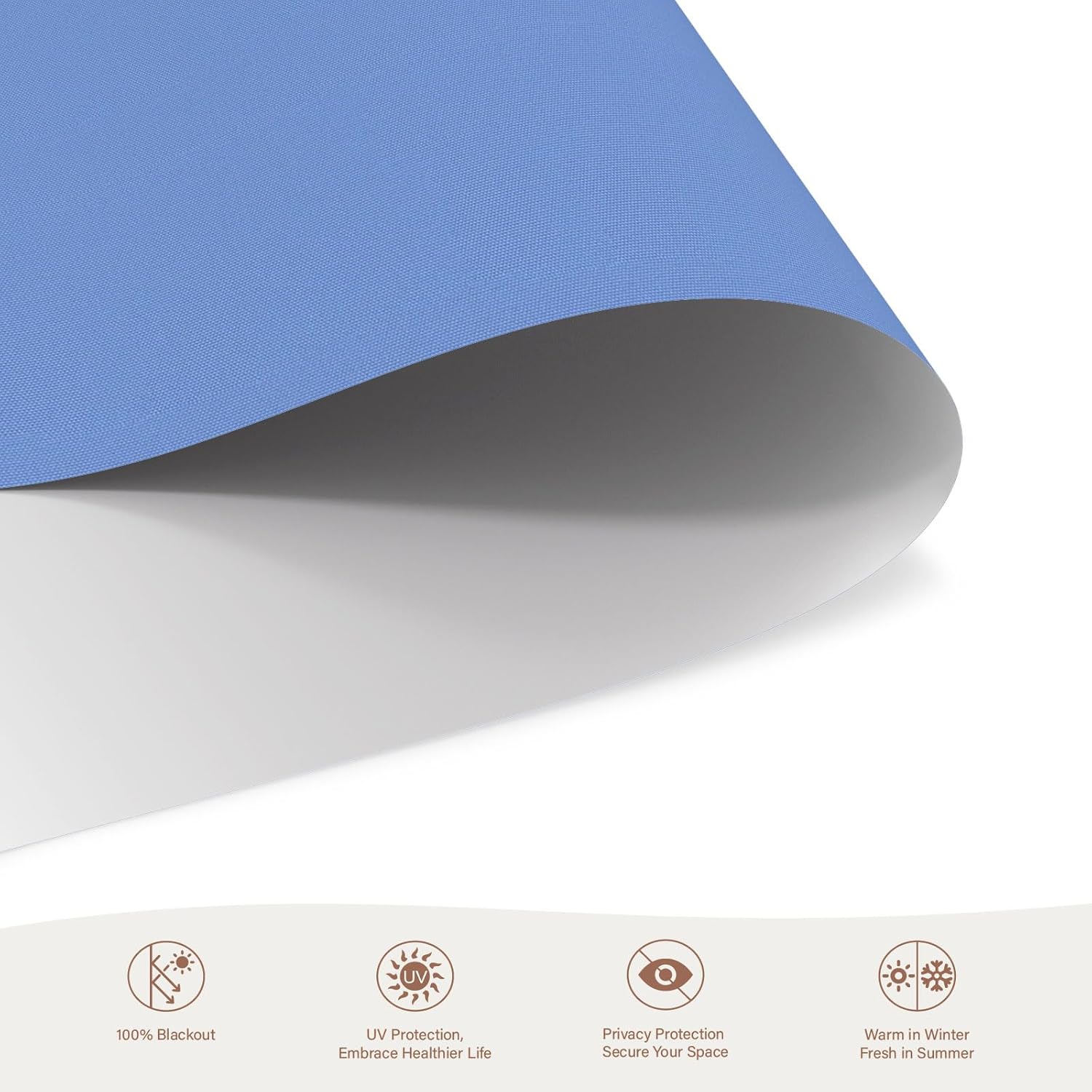 Motorized Roller Blinds with Remote, 100% Blackout Automatic Roller Shades for Bedroom, Bathroom, and Living Room, Customized Size, Deep Sky Blue