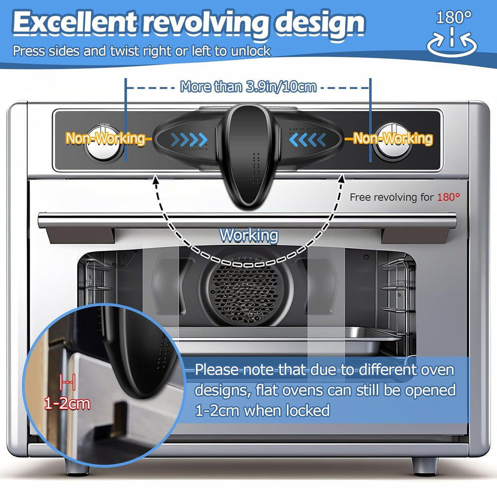 Oven Lock Child Safety (2Pack), Childproof Oven Door Lock, MCOTOP Oven Safety Lock, Heat-Resistant Material no Tools Need or Drill, Oven Door Lock Child Safety Easy to Install (Black)