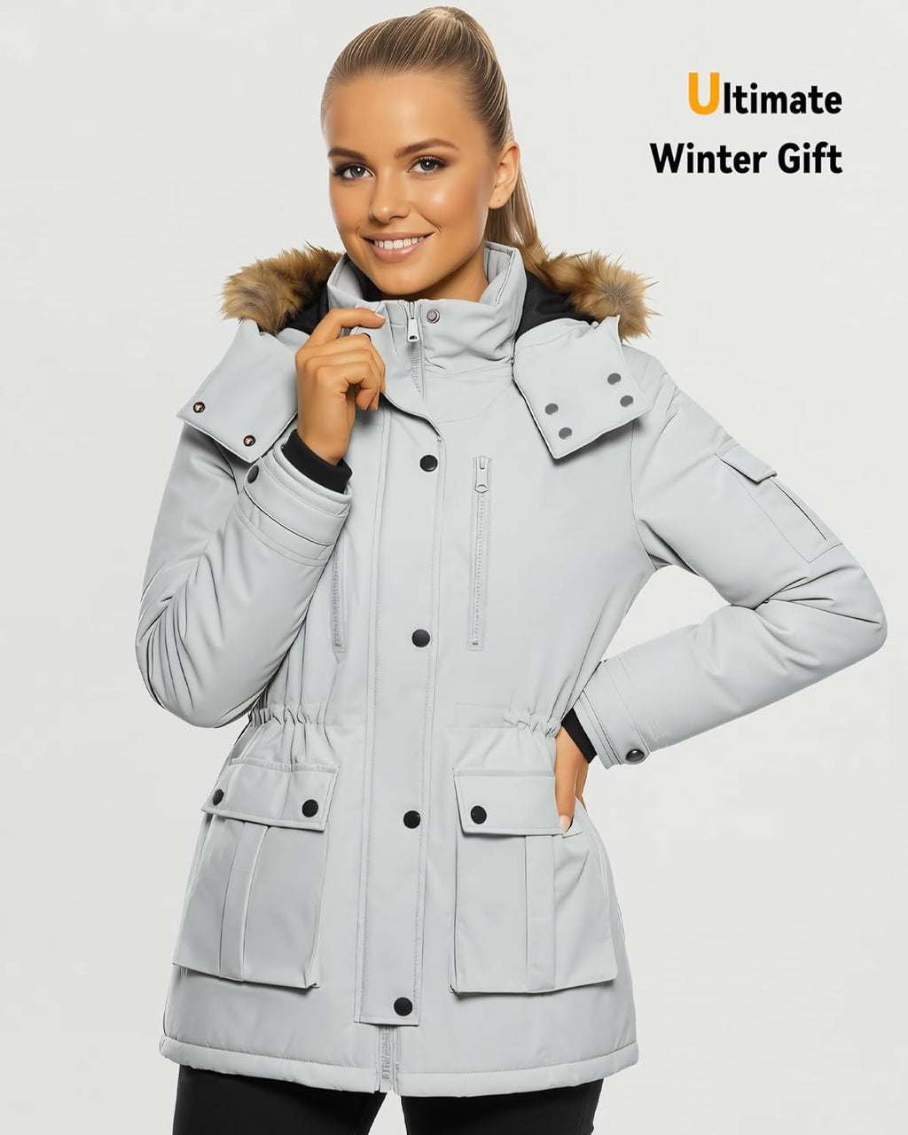 Graphene Heated Jacket for Women with Large Capacity Battery Pack Waterproof Windproof