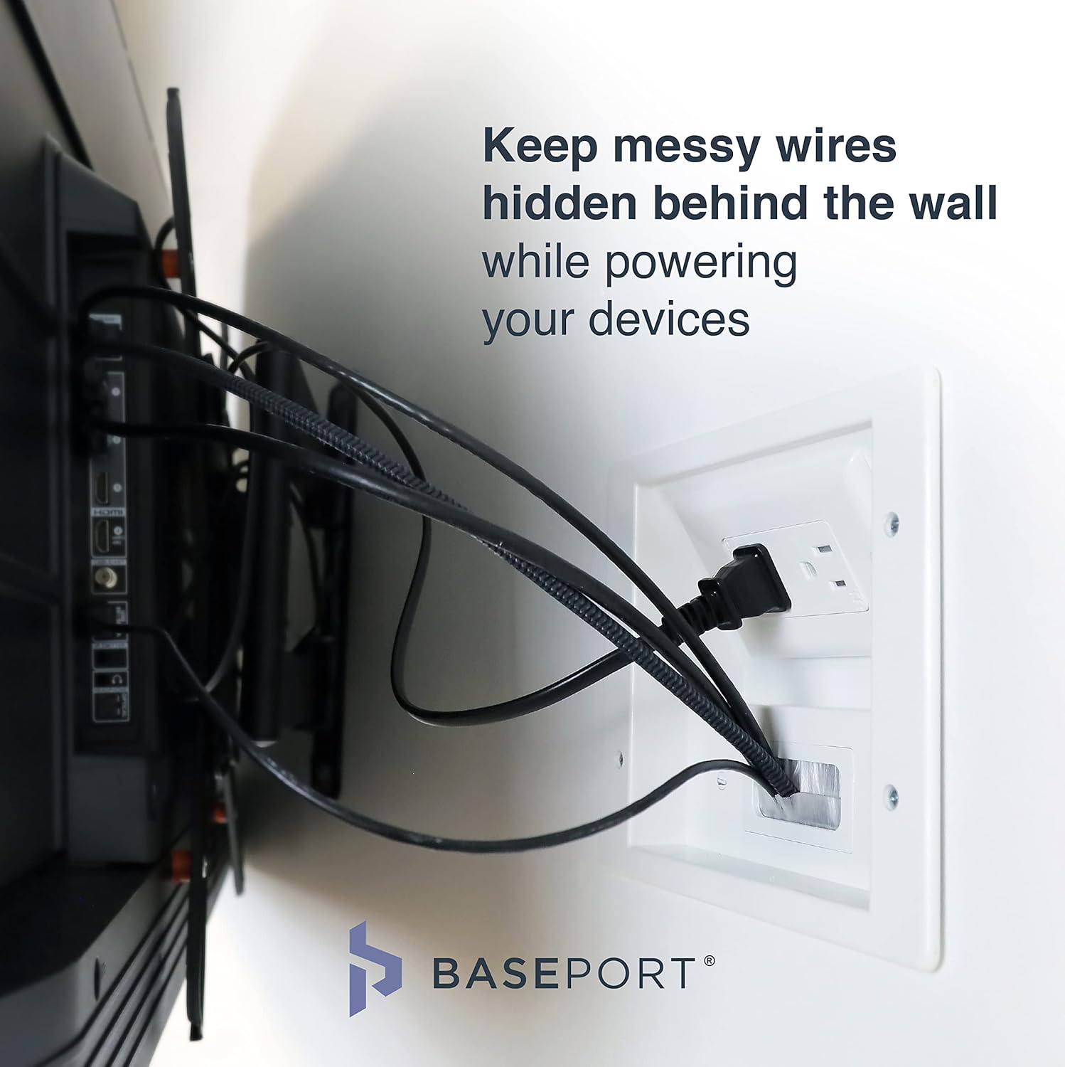 In Wall Cable Management Kit - Hide Wires Wall Mount TV Kit with Wall Cable Pass Through, Complete Cord Hider for Wall Mount TV