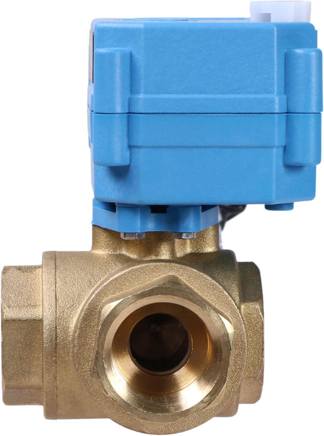 U.S. Solid 3/4" 3 Way Brass Motorized Ball Valve 110-230VAC, L Type Water Shutoff Valve with Manual Function, Standard Port, NOT for Drinking Water