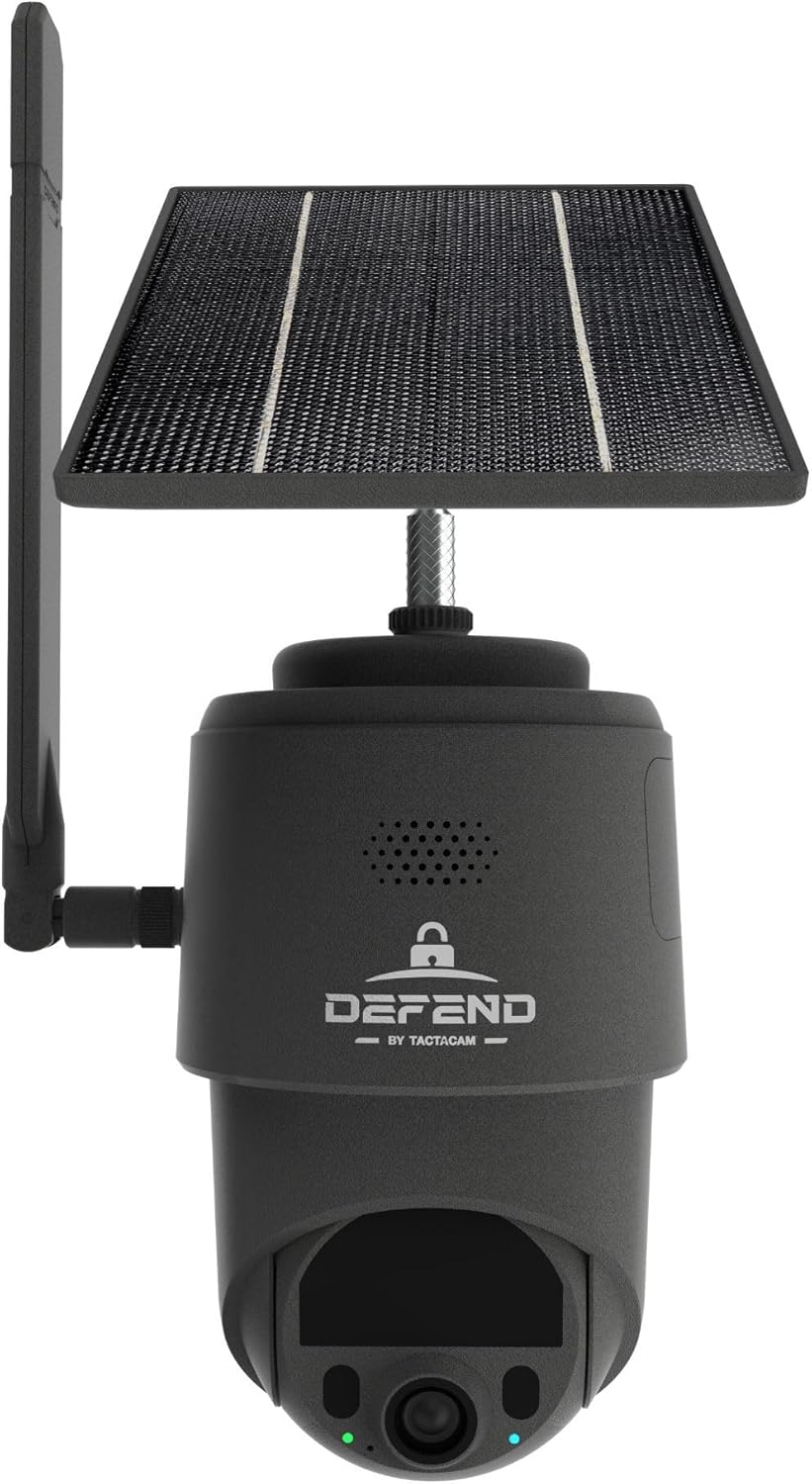 TACTACAM – Defend 360 Cellular Security Camera, 4K Photos, 1080p Video, Solar + Rechargeable Battery, 360° Pan/Tilt/Zoom, LTE Cellular, Motion Alerts, Weather Resistant