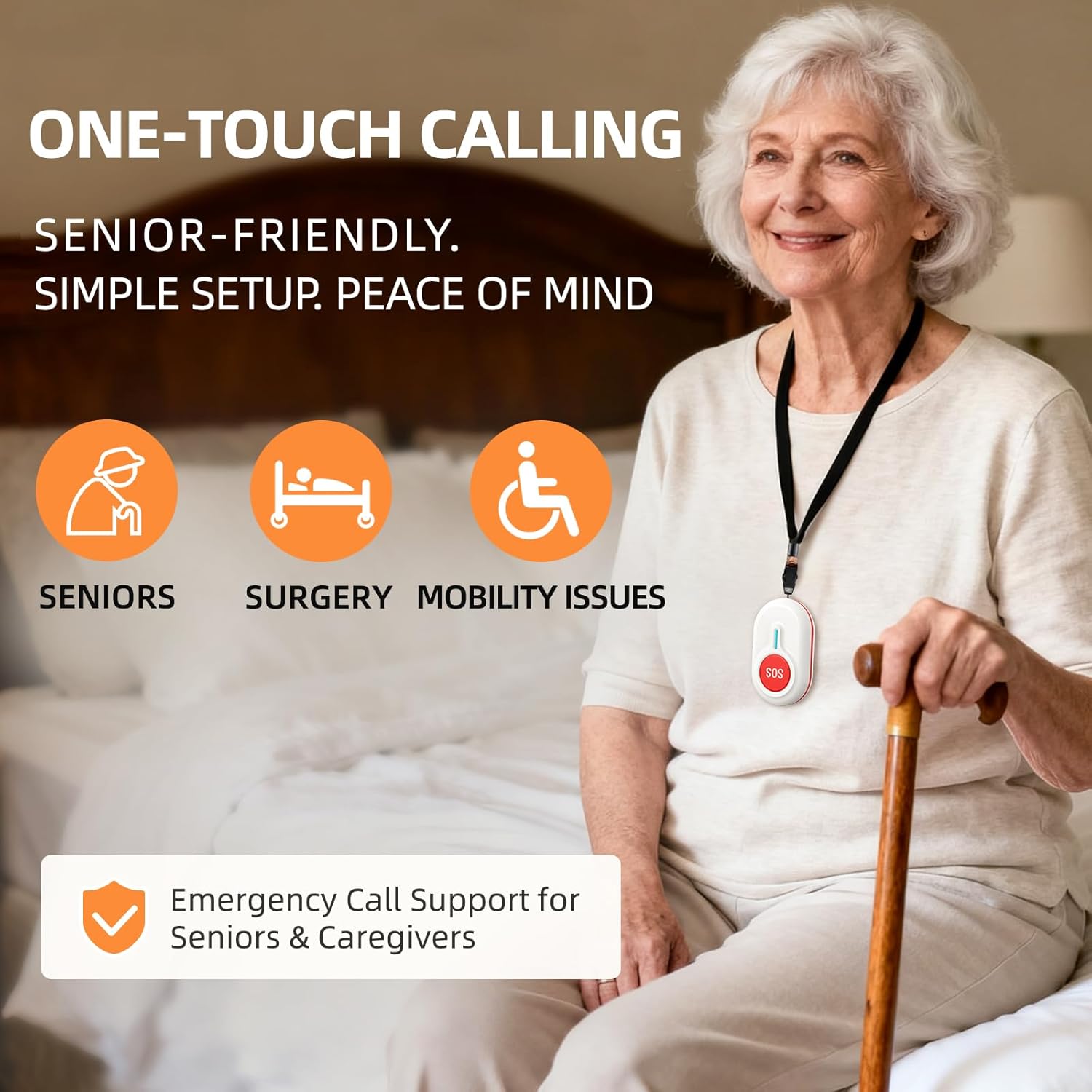 CallToU Caregiver Pager Wireless Call Button for Elderly at Home, Portable Nurse Alert System with Vibration/for Patients and Disabled, 500ft Ranger (2 Call Buttons + 1 Receivers)