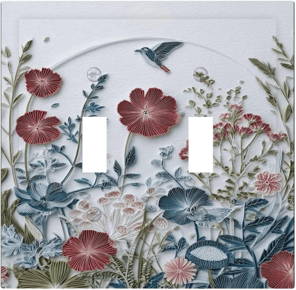 Wildflowers Rustic Flowers Floral Plants 2 Gang Double Toggle Wall Plate Cover Decorative Light Switch Covers Electrical Faceplate Switch Plates for Bathroom Kitchen Home
