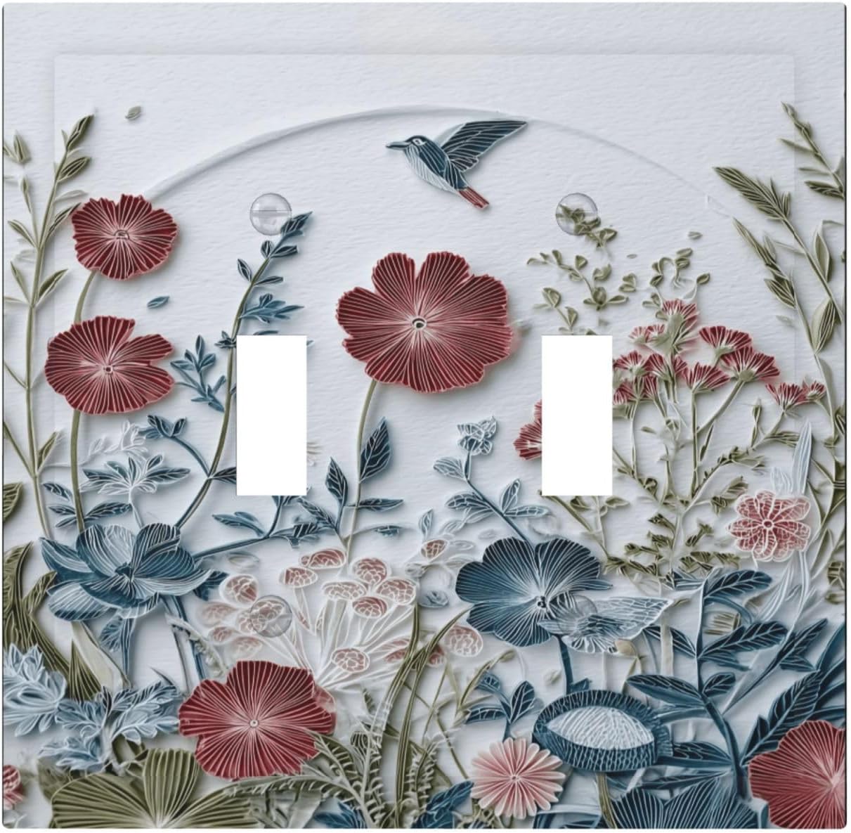 Wildflowers Rustic Flowers Floral Plants 2 Gang Double Toggle Wall Plate Cover Decorative Light Switch Covers Electrical Faceplate Switch Plates for Bathroom Kitchen Home