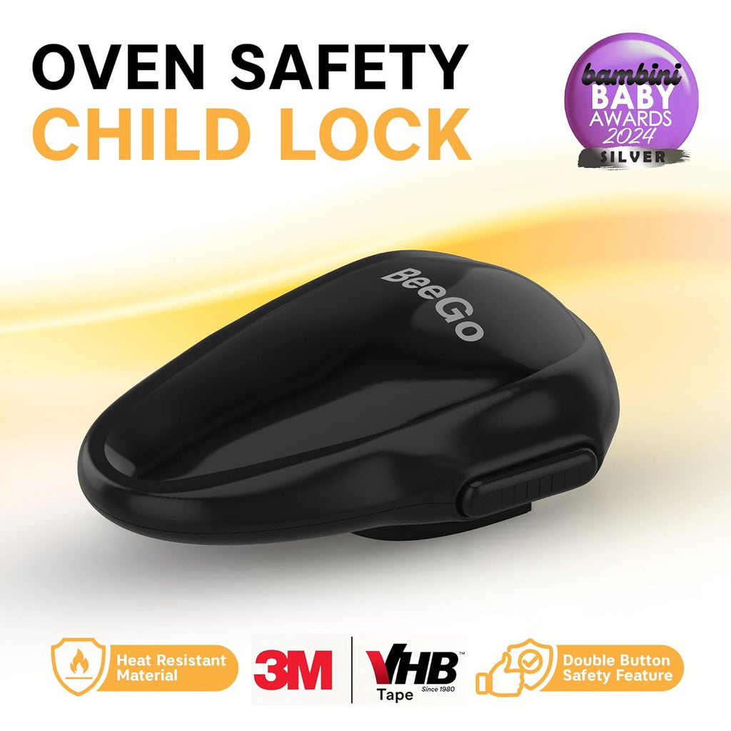 Oven Lock Child Safety – Award Winning Self-Adhesive Baby Proofing Oven Door Latch, Easy Install Heat-Resistant Safety Lock by BeeGo (Black)