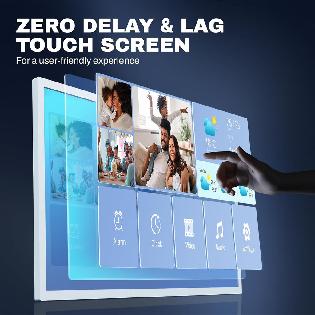 32 Inch FHD Extra Large Digital Picture Frame Touchscreen, 64GB FHD IPS WiFi Digital Photo Frame Remote, Share Photo/Video via Apps, Email, Auto-Rotate, White