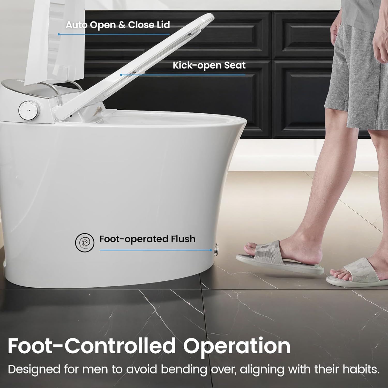 Smart Toilet with Bidet Built-In, Bidet Toilet with 1.06 GPF Auto Flush, Built-In Pump, Auto Open & Close Lid, Heated Seat & Dryer, Remote Control, Night Light, Digital Display, Blackout Flush