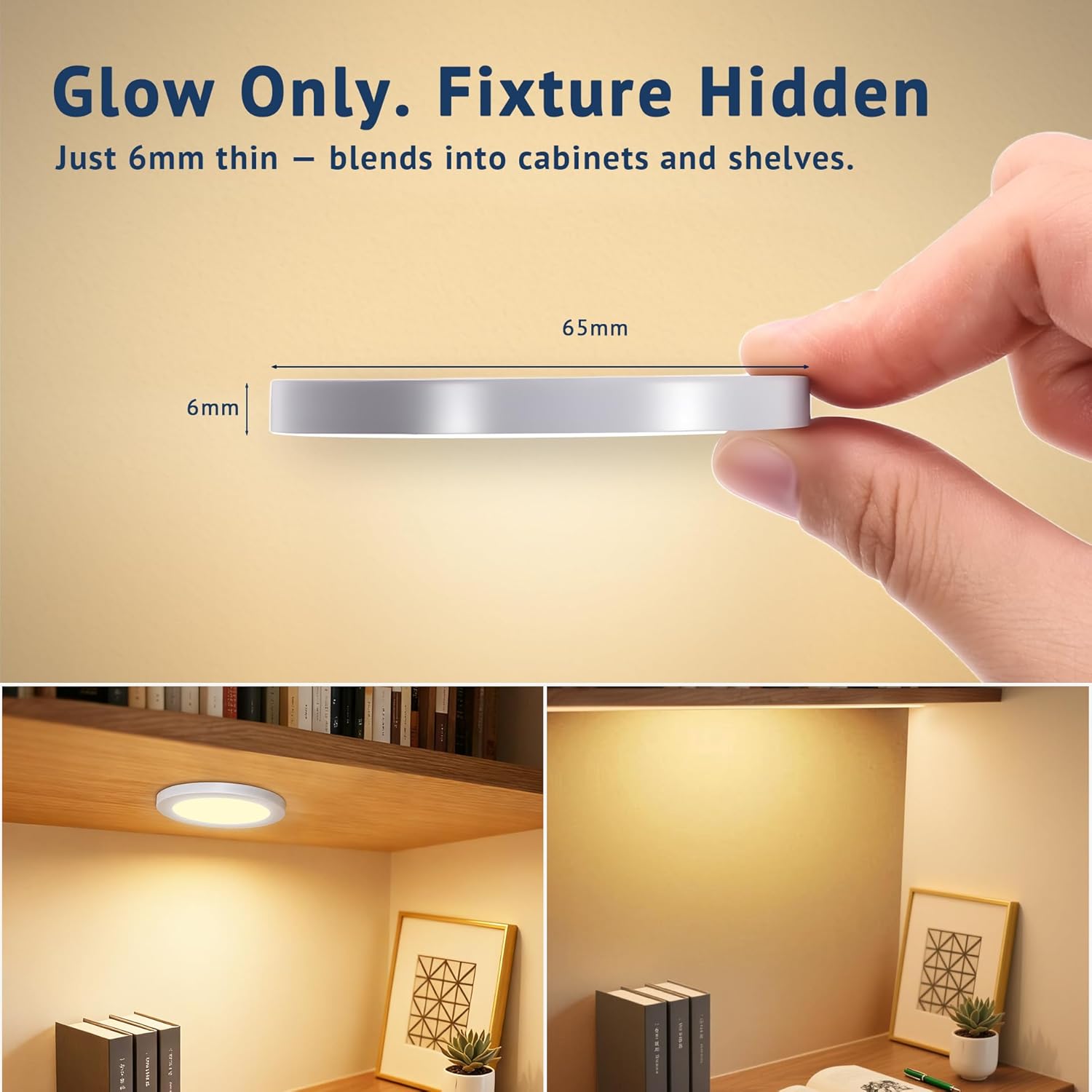 V4light Smart Puck Lights 4 Pack, Plug-in Under Cabinet Lighting for Kitchen, Closet & Shelf, App, Voice & Hand Control, Works with Alexa & Google Home, Dimmable & Adjustable Warm to Cool White Light
