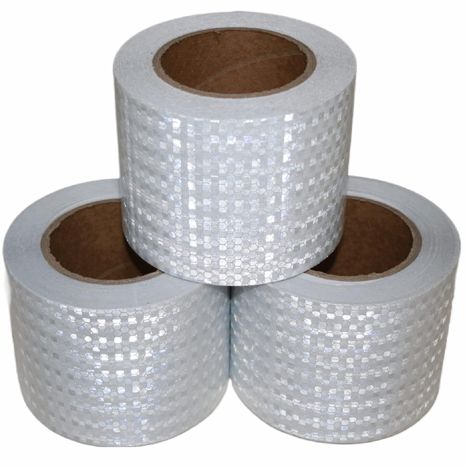 White Reflective Tape Outdoor Waterproof 4 inch Wide, High Visibility Warning Industrial Marking Tape,Safety Stickers (68 feet,3 Rolls)