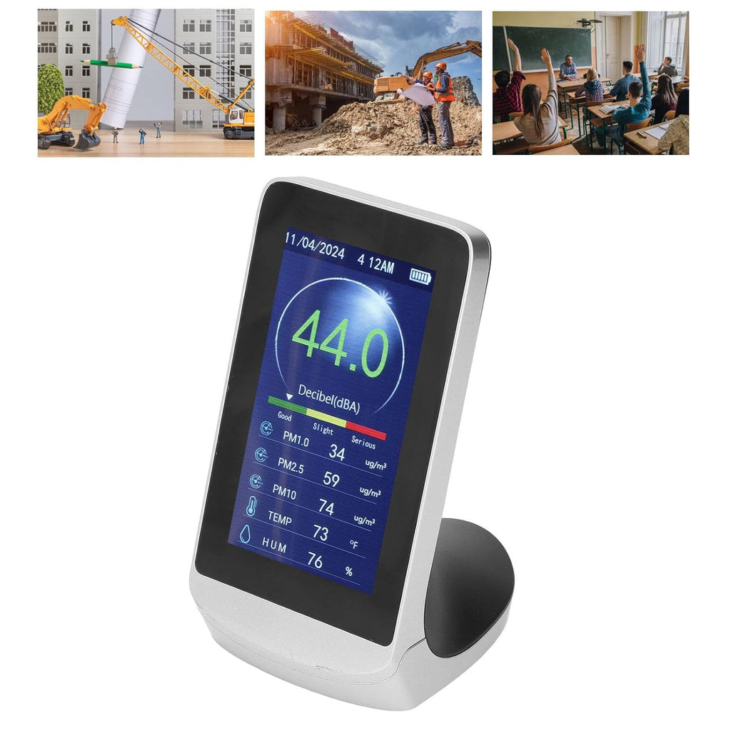 Sound Meter, Wall Hanging LCD Sound Level Meter 30-130db Noise, Temp, Humidity, PM2.5 Detector - Sensor, Large Display, Ideal for Home and Office