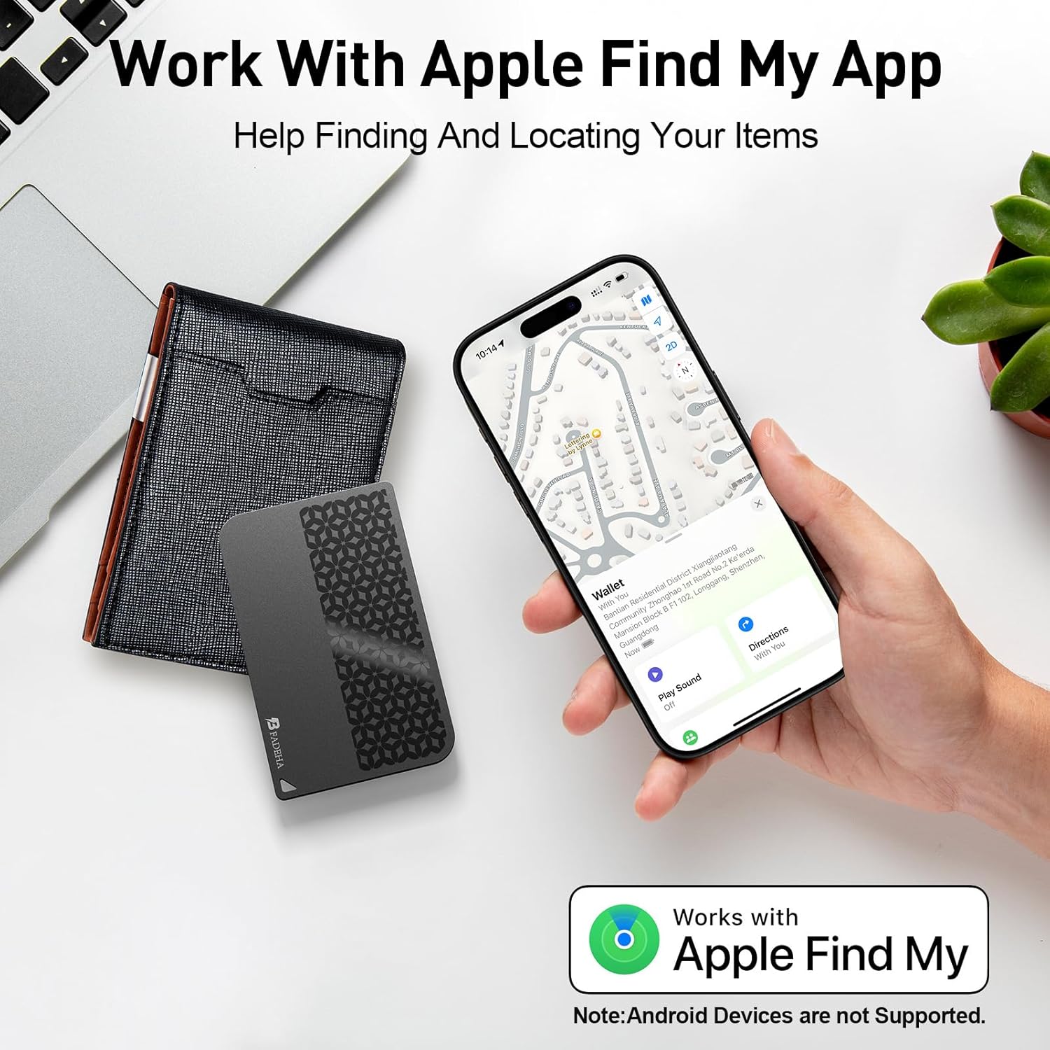2025 [Apple MFi Certified] (iOS Only) Bluetooth Tracker Smart Card for Apple Find My iPhone Wallet GPS Tracker, 5-10 Years Staying Power, Keys Finder and Item Locator for Keys, Bags, Passport