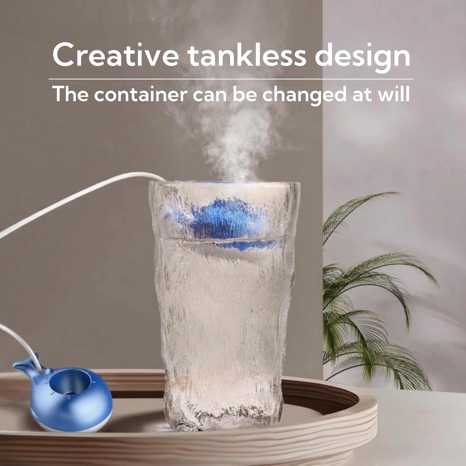 Portable Small Humidifier Dual Nozzle - Large Cool Mist Humidifiers Double Spray Ports, Water Shortage Protection, Ultra-Quiet, Mini Humidifier for Bedroom Plants Office Car Travel (Whale Tankless)