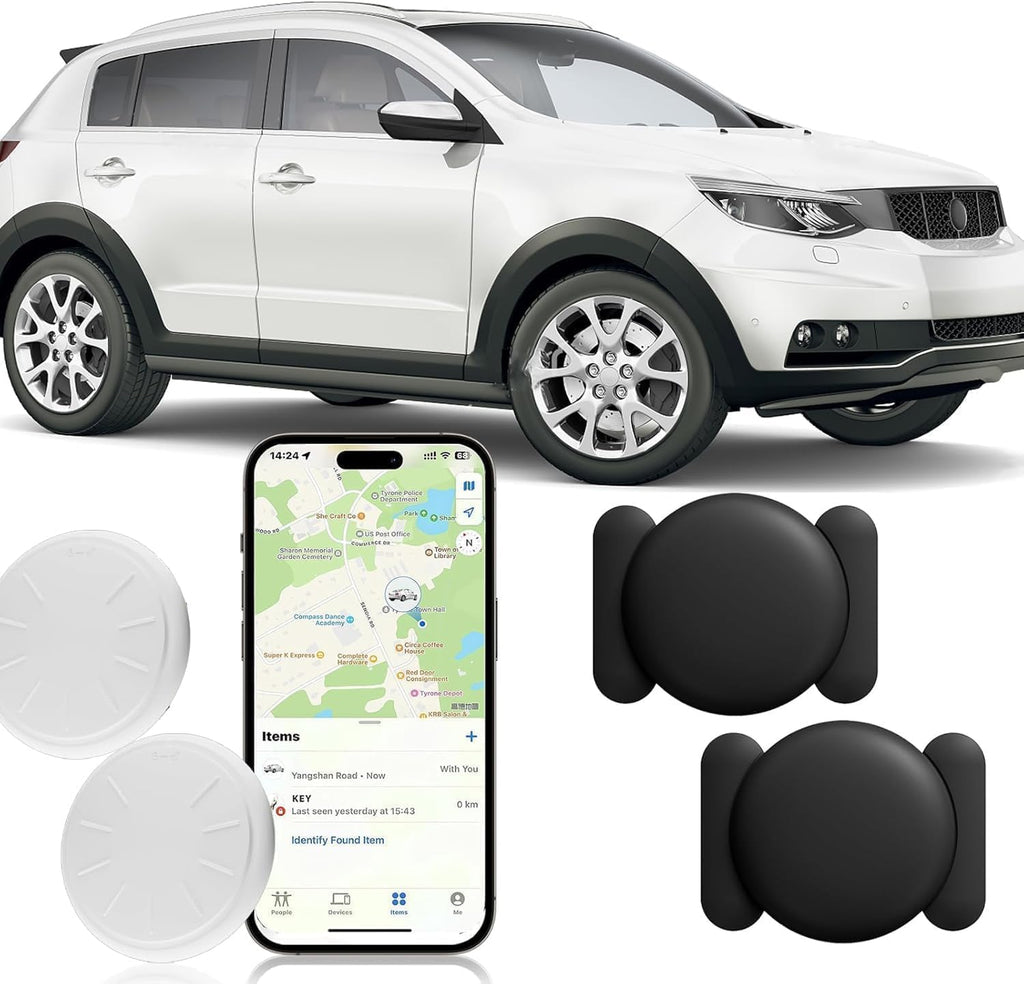 GPS Tracker for Cars,Mini Hidden Car Tracker with Magnetic Case,No Monthly Fee Real Time Car GPS Tracker Works with Apple Find My(iOS Only) (Black,2PCS)