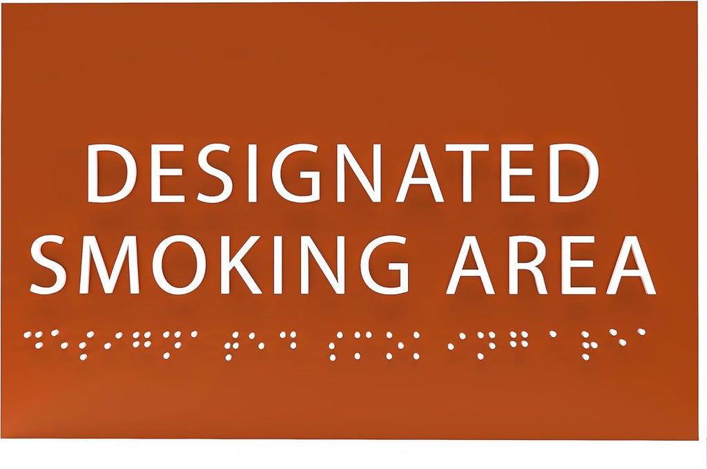 6" X4" Designated Smoking Area Sign - ADA Compliant Tactile Graphics Grade 2 Braille Text | Smoking Permitted Wall Signs for Offices, Private Businesses, Schools, and Restaurants