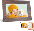 7” Digital Picture Frame with 32GB Storage, WiFi Digital Photo Frame 1024x600 HD IPS Touchscreen, Easy Setup for Photo & Video Sharing via Free App, Light Brown Wood Grain