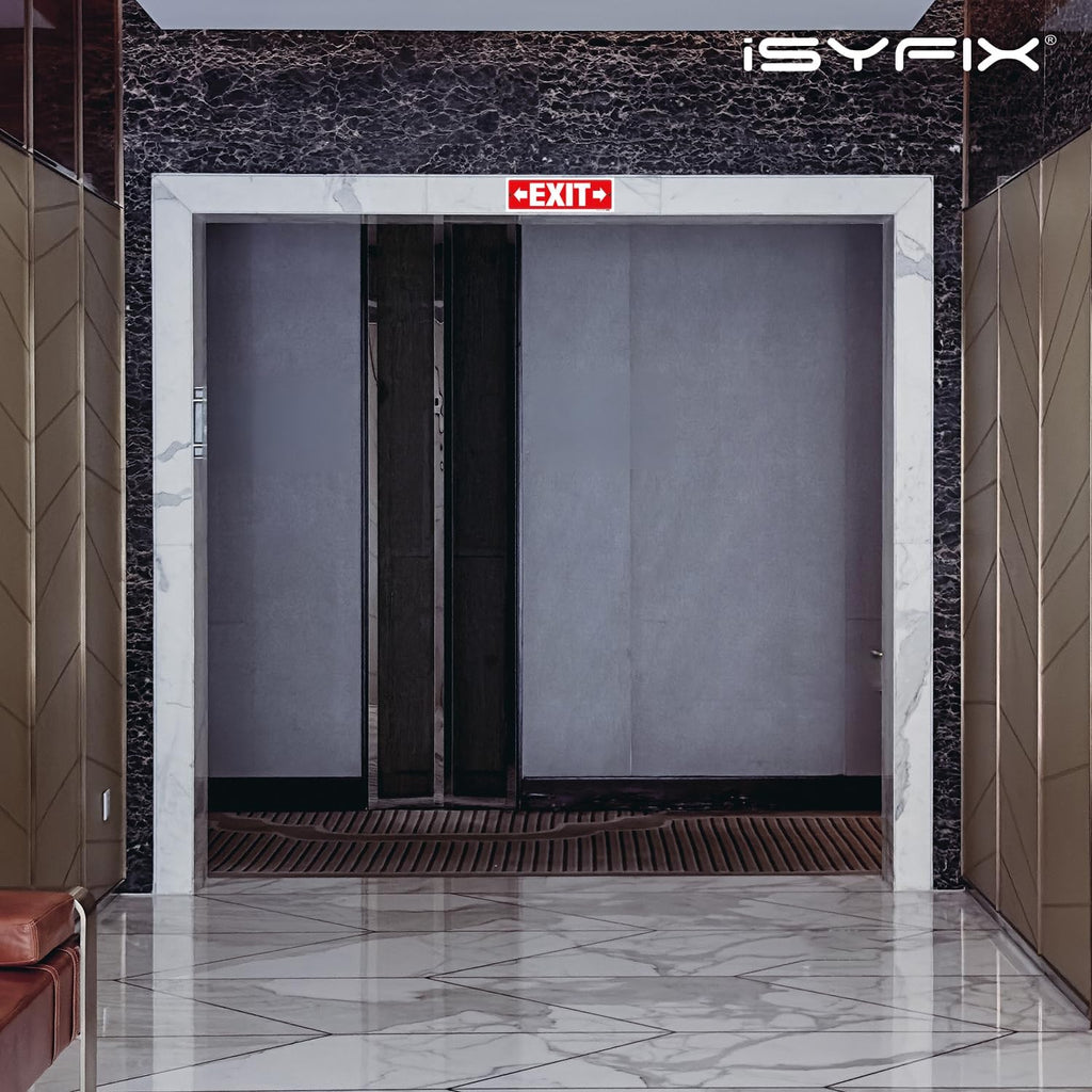 iSYFIX Exit Signs - 6 Pack 12x4 Inch Directional Right & Left Arrow Signs, 40 mil Polystyrene Plastic, UV Laminated, Scratch & Fade Resistant, Waterproof - Ideal for Office, Theater, School, Business